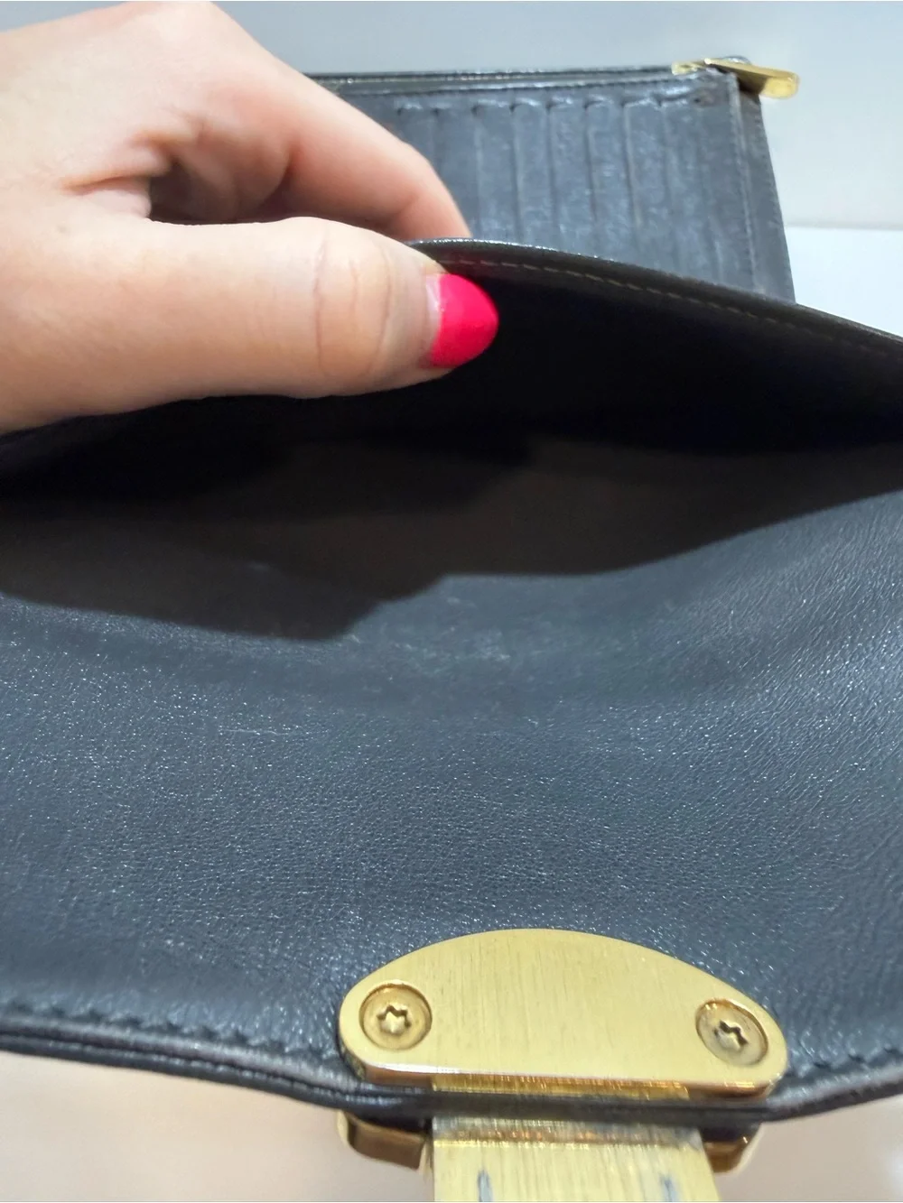 Louis Vuitton Charcoal Mahina Leather Clasp Wallet